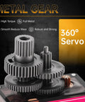 Close-up of metal gears in Two Pack MG90S Micro Servo Motors With Metal Gears 9G High Torque 360 Degree Control.