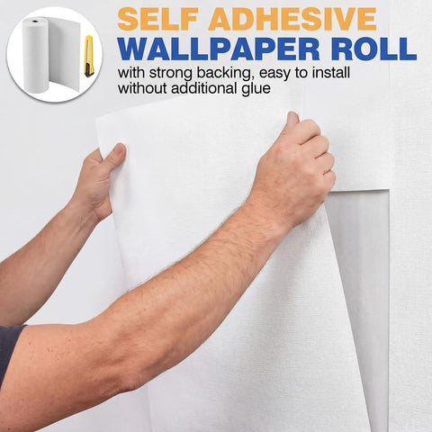 Person installing Top Shelf 5Mm Thermal Foam Peel And Stick Wallpaper Roll with strong backing for easy application.