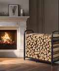 34 Inch Firewood Rack With Log Carrier Bag For Outdoor And Indoor Use Beefy Heavy Duty Metal Fire Wood Holder Rustproof Storage