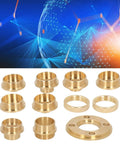 Pro Grade Brass Template Router Guides Kit With Eight Bullseye Bushings And Beefy Lock Nuts for clean routing and hinge fitting.