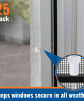 Top Drawer Window Screen Plunger Latches And Metal Pins Quick Swap For Worn Out Screens 5/32 X 1 1/2 Inch White Corrosion Resistant Spring Loaders Fits 1 Inch Frames Heavy Duty Hardware Solid Reliability For DIY Jobs 25 Count Box, showing white metal plunger latch in window screen.