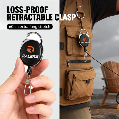 Close-up of loss-proof retractable clasp with 60cm stretch, part of Fillet Knife Set For Beginners With 9 Piece All In One Fishing Tool Kit