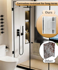 Heavy Duty Brushed Nickel Glass Shower Door Hinges For 90 Degree Corner Mount with corrosion-resistant feature comparison in shower.