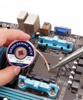 Applying Desoldering Wick Braid 10ft Roll For PCB Repairs And Component Removal No Clean Solder Wick on motherboard