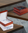 Premium Maple Wood Jewelry Box Featuring A Straight Up Killer Dhaka Rickshaw Street Scene On A Shiny Ceramic Tile Plus Extra Soft Velvet Lining For Your Big Time Treasures, dimensions 5.5 x 5.5 x 2.5 inches.