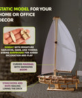 Ocean Beauty Yacht 3D Wooden Puzzle For Adults A Totally Relaxing DIY Mechanical Model Kit With Paper Sails A Brain Teaser Building Set For Home Office Decor And Shelf Display, wooden sailboat with display stand