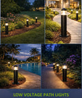 2 Pack 12V LED Landscape Pathway Lights IP67 Waterproof Bollard Outdoor Driveway Walkway Wired Lights with glass lampshades