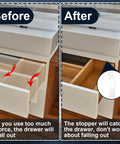 Before and after comparison of Clear Pvc Non Slip Drawer Stops With Stainless Steel Screws Heavy Duty Furniture Glides.