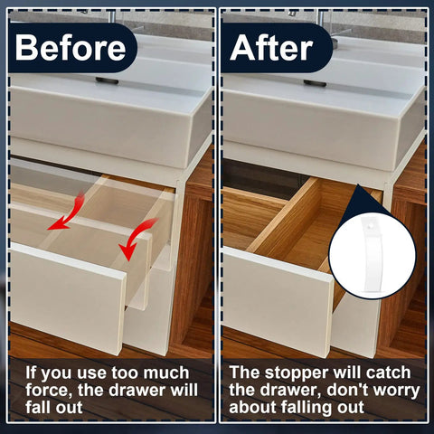 Before and after comparison of Clear Pvc Non Slip Drawer Stops With Stainless Steel Screws Heavy Duty Furniture Glides.