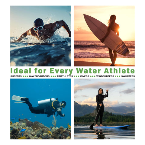 Collage of athletes using Wetsuit Changing Mat And 2 In 1 Gear Bag With 5000X Waterproof Tech Keeps You And Your Car Clean And Dry