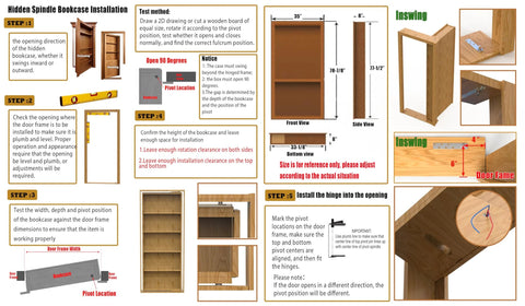 Installation guide for Hidden Bookcase Door Hinges For Concealed Secret Doors With Wire Passing Capability Tread Type Murphy Bookshelf Hinges System For Seamless Aesthetics And Easy Cable Management