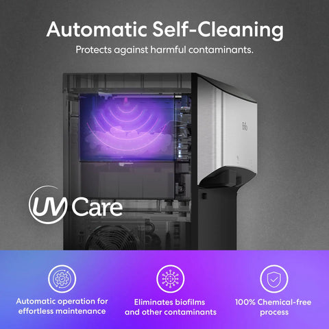 Water Dispenser For 5 Gallon Bottle With Nugget Ice Maker Hot And Cold Water UV Self Cleaning LED Touch Display