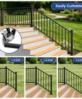 Hella Secure Aluminum Stair Railing Kit 2 Pack Includes Four Thirty Nine Inch Posts with adjustable brackets on steps.