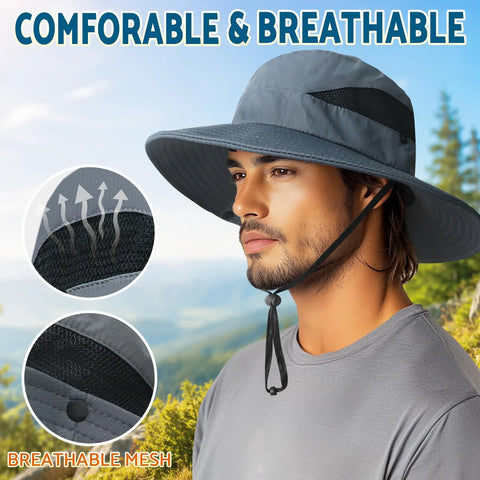 Wide Brim Bucket Hat With UPF 50 Plus Sun Protection, Breathable Mesh Vent, Great For Men And Women, Ideal For Outdoor Beach