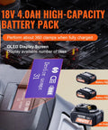 18V 4.0AH high-capacity battery pack with OLED display for Tough As Nails 18V Cordless Electric Pipe Crimping Tool.