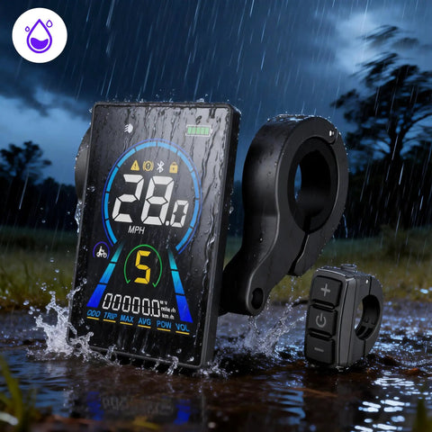 Big Screen E Bike LCD Display With Bluetooth App Control For Bafang UART Mid And Hub Motors So You Can Plug In And Go 36V 48V 52V Compatible Separate Keypad 5 Pin M5 Connector UART Protocol