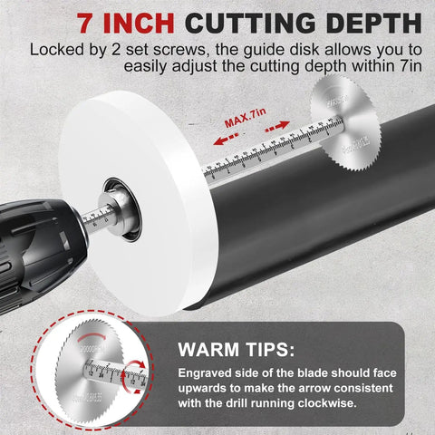 PVC Pipe Cutter Kit With Seven Inch Depth Guide And Adjustable Cutting Tool For Flush Inside Cuts shown in use.
