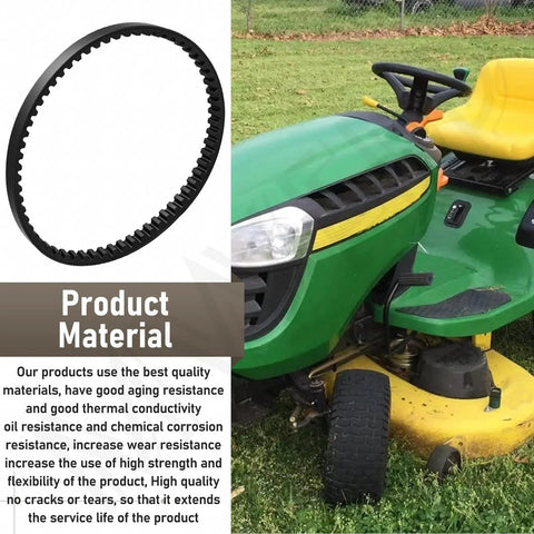 Secondary Variator Belt Pulley Kit GT79244 MIA12482 for lawn tractor next to product material description and green lawn tractor