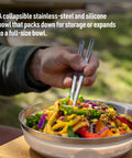 Detour Stainless Steel Collapsible Camping Bowl Medium 22 Oz Green Packable Durable EU Food-Grade Silicone Overlanding Ready