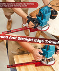 Woodworker using Universal Router Milling Groove Bracket Dope Woodworking Jig for circular milling and edge trimming.