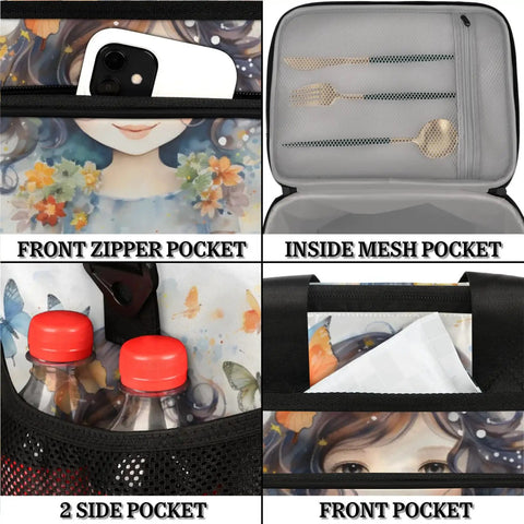 Insulated Picnic Backpack For Women And Men Large 12x8.7x10in Lunch Tote featuring multiple pockets for storage.