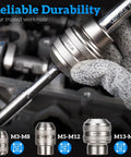 Close-up of Three Piece Tap Socket Set for Ratchet Wrenches in Sizes One Quarter Inch Three Eighths Inch and One Half Inch Drive