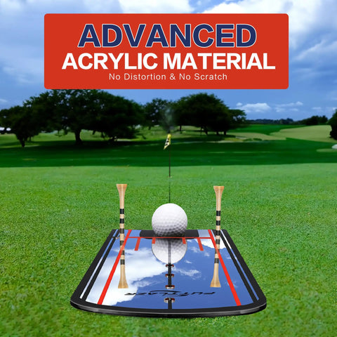 Golf Putting Mirror With Six Tees Training Aid For Practice And Perfection, Quick Feedback For Eye Line, Head And Putter Face