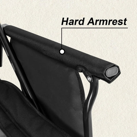 Close-up of hard armrest on Two Pack High Back Portable Rocking Chairs With Hard Armrests For Outdoor Hangouts