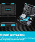 DuraTech 2-in-1 brake bleeder kit in a portable case; blue handheld vacuum pump, gauge, and hoses.