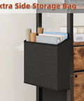 Extra side storage bag on 2 Drawer File Cabinet With 24 Inch Extended Desktop On Wheels Mobile Rolling Filing Cabinet