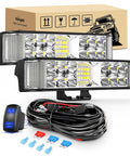 Side Shooter LED Light Bar Pair 6.5 Inch 60W Flood and Spot Beam Combo Pods with 16AWG 5Pin Switch Harness