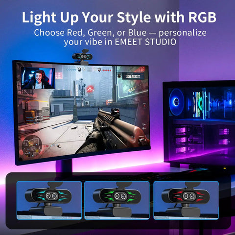Straight Up Dope 4K Dual Camera Webcam For Streaming And Video Calls Packs Wide Angle And Telephoto Lenses Next Level Clarity Auto Focus Plug And Play Usb Setup For Laptops And Desktops with RGB lighting options.