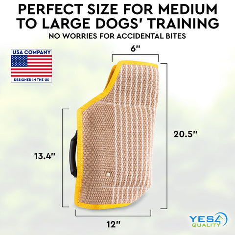 Durable Dog Bite Sleeve For Medium To Large Breeds Pro Training Gear For German Shepherds And Pitbulls, measuring 20.5x12 inches.