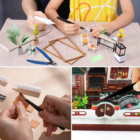 Dope 16 Piece Hobby Model Building Tool Kit For DIY Miniatures Essential Hand Tools Set For Dollhouse Crafts in action