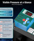 Smart Adjustable Pressure Switch For Well Pumps With Auto Dry Run Protection showing real-time pressure display and modes