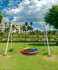 Ultra Strong Saucer Swing 40 Inch For Backyard Fun, 900D Oxford Waterproof Seat on swing set in grassy backyard