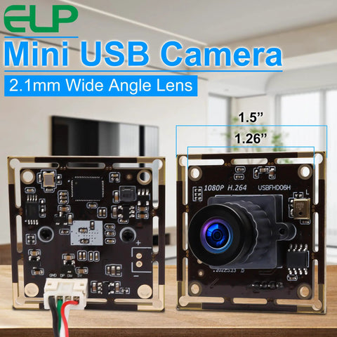 Low Light USB Camera With Built In Microphone, 2MP 1080P HD Web Cam, Sony IMX322 Sensor, 0.01 Lux, front view of webcam board