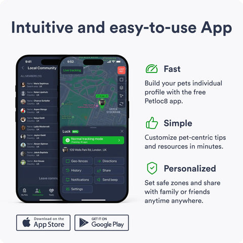 Dope Dog Gps Tracker With Real Time 4G Lte Location Tracking And Smart Geofence Alerts Waterproof Heavy Duty Build Fits Any Breed Features Long Lasting Battery Pairs Smoothly With Collars Requires Service Plan displayed on mobile app interface showing live tracking.