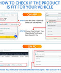 Infographic showing how to check if AcornTech 213-928 coolant temperature sensor fits your vehicle using app and PC.