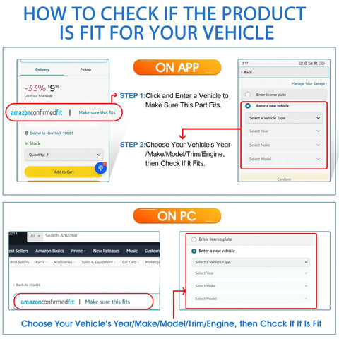 Infographic showing how to check if AcornTech 213-928 coolant temperature sensor fits your vehicle using app and PC.