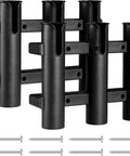Triple Tube Fishing Rod Holder Set For Boat Wall Mount, 3 Rod Rack With Screws, shown with six mounting screws included.