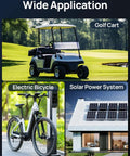 12A MPPT Boost Solar Charge Controller with golf cart, electric bicycle, and home solar power system applications.