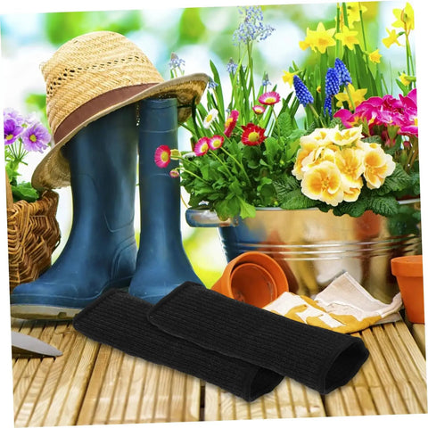 Ready For The Grind Heavy Duty Gardening Arm Sleeves Cut Resistant And Abrasion Proof shielding black arm sleeves with garden tools.