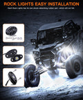 Pure White LED Rock Lights Kit With Rocker Switch Harness 12 High Power Underbody Lights for off-road SUV at night