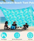 Beach scene with people under a canopy supported by Heavy Duty 6.56ft Aluminum Beach Tent Poles 2 Pack Replacement Set.
