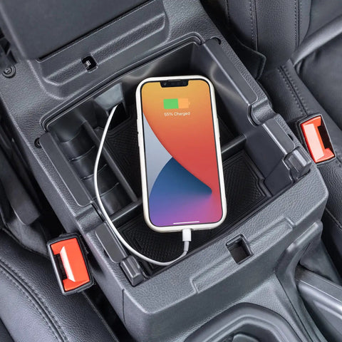 Center Console Organizer For Jeep Wrangler JL JLU And Gladiator JT 2018 Through 2026 Armrest Storage Tray With Phone Charging Hole