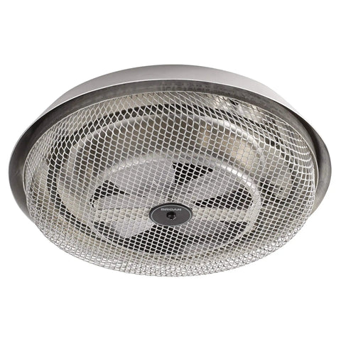 Low Profile Ceiling Heater With Enclosed Element For Bathroom, Kitchen And Home, 1250W 120V, Satin Aluminum Grille, fan view
