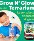 Child using Grow N Glow Terrarium Kit for Kids, Educational Science Kit, Spring Crafts, ideal for boys and girls aged 6 plus