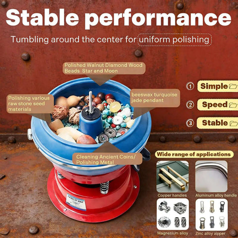 Three Point Five Liter Vibratory Rock Tumbler For Jewelry Polishing Electric Shaker Bowl with polished items inside