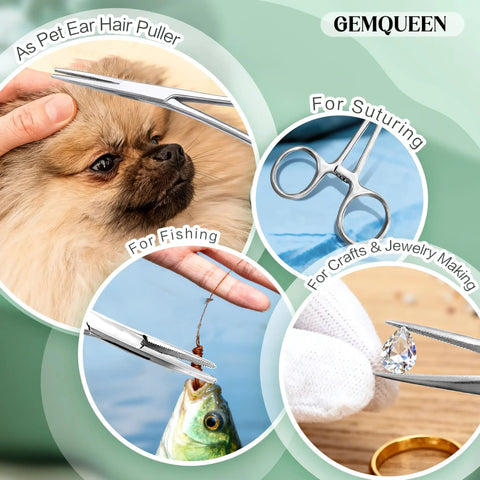 Piercing Taper Pliers Ball Grabber Tool Kit For Hassle-Free Jewelry Changes Curved And Straight Forceps Stainless Steel Flat Back Insertion Tool Threadless Body Piercing Kit For Ear Nose Lip 8 Piece Set used for multiple purposes like pet ear hair pulling, suturing, fishing, crafts, and jewelry making.